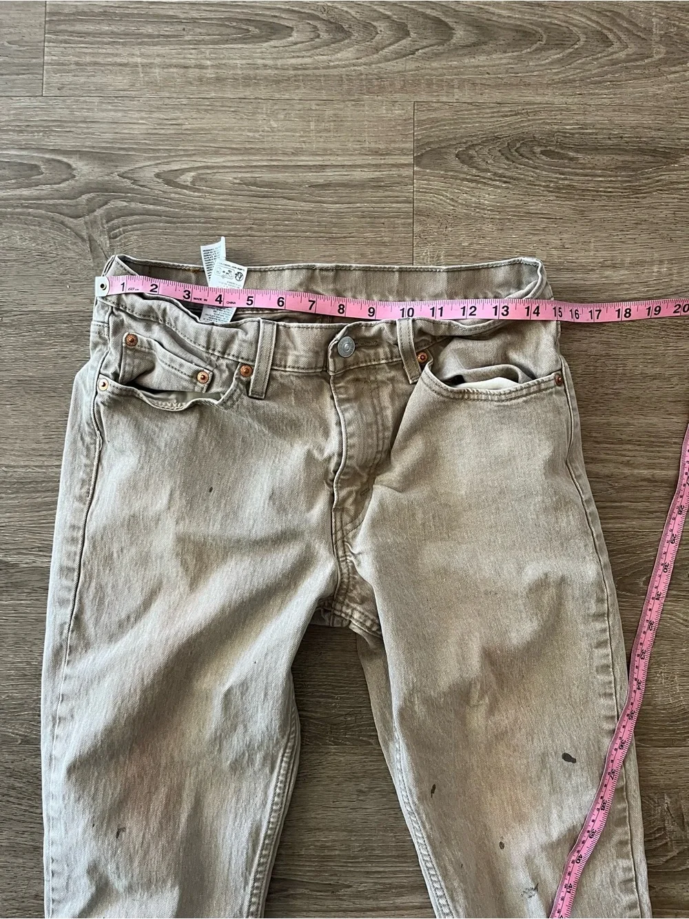 Levi’s 511 Slim Khaki Jeans Mens 32x34 Beige Stretch Denim Distressed Pants